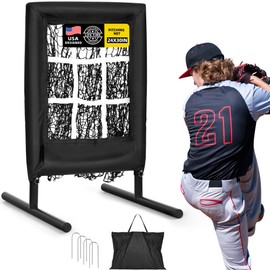 Shopsource Heavy Duty 9 Hole Baseball Pitching Net Pro, Portable 1-Minute Quick Setup Softball Pitching Target with Strike Zone, 4 Adjustable Height Pitcher Training Equipment with Carry Bag