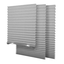 SEEYE Light Filtering Temporary Blinds Cordless Shades Fabric Pleated Fabric Shade Easy to Cut and Install, 48" W x 72" L - 3 Pack, Grey, with 6 Clips