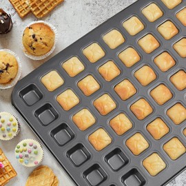 Biubumtu 2-Piece 48 Cup Steel Mini Muffin Pan – Non-Stick Bakeware Mini Cupcake Tin(Square