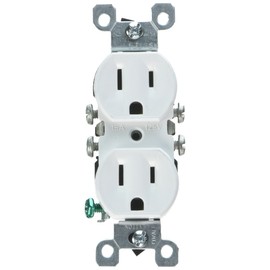 Leviton 12650-W 15 Amp, 125V, Co/ALR Duplex Receptacle, Straight Blade, Residential Grade, Grounding, 10-Pack, White