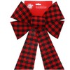 Christmas House Red and Black Buffalo Check PVC Bows, 14.5x9.625
