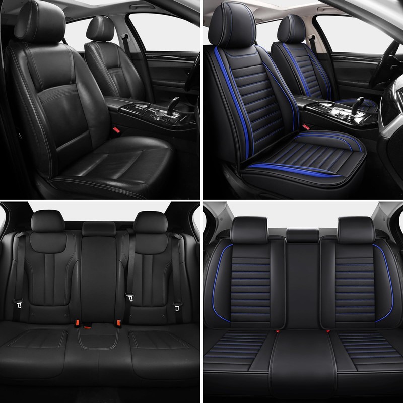 MINGBRON Leather Car Seat Covers, Universal Faux Leather Car Seat