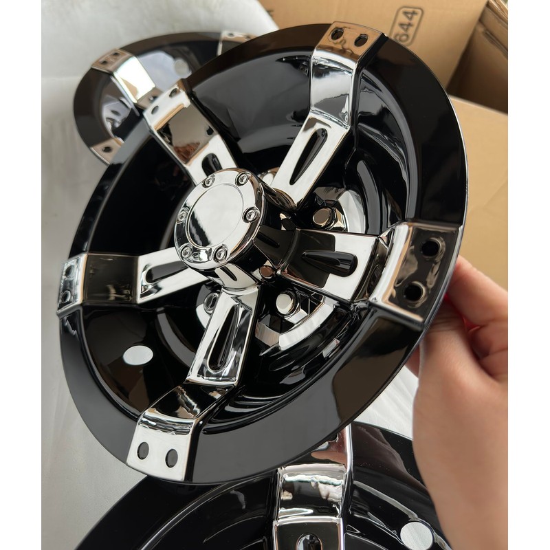 Golf Cart 10" Wheel Covers Hub Caps W/Chrome Spokes for