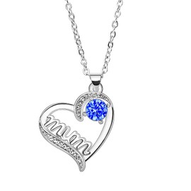 Nfyxcaz Mum Necklace Mother's Day Gifts Mum Gifts From Daughter Son Birthday Gifts For Mum Heart Necklace For Women Gifts For Mum Heart Necklace (blue)