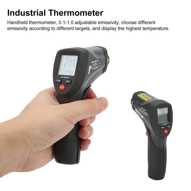 DT‑8863B Dual Lasers Infrared Thermometer Handheld Industrial Electronic Temperature Tester