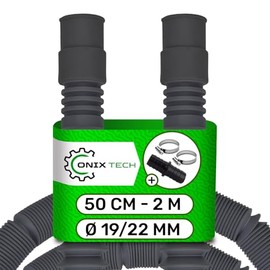 Universal Drain Hose Washing Machine and Dishwasher 60 cm to 2 m Diameter 19/22 mm with Fitting for Drain Hose with 2 Hose Clamps 20-32 mm ONIX TECH