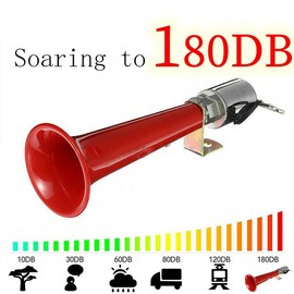 Tbest Universal Turkish Whistle Horn,12v 24v Air Horns for Trucks 180DB Red Horn Purpose 12V/24V Caravan Pressure Cars SUVs Motorcycles turkish whistle horn 12v