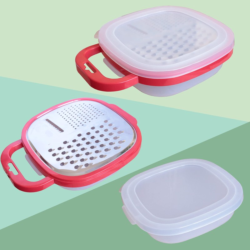 Kitchen Grater Stainless Steel with Container and Lid Professional Rasp
