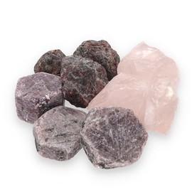 Lebensquelle Plus Wassersteine ?Lebensfreude Mischung | Edelsteinwasser Set | 100% naturbelassene Rohsteine | Granat + Rubin + Rosenquarz 300g | Lebensquelle Plus