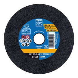 PFERD PSF Steelox Cutting Disc, Pack of 10, 76 x 1.0 x 10.0 mm, Straight, 69198287 - for Steel and Stainless Steel (INOX)