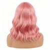 Pink Wig with Bangs 14 Inch Synthetic Wavy Bob Wig