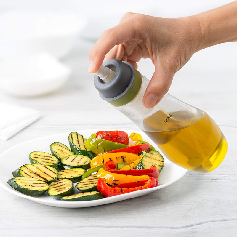 Trudeau Glass Oil Spray Bottle 10 oz | Plug-Free Filter,