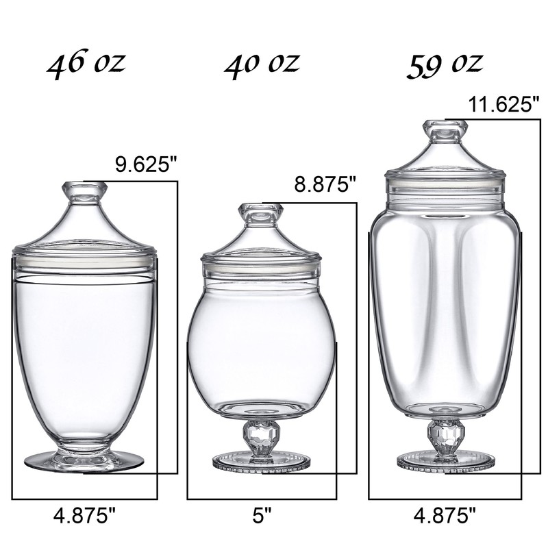 Amazing Abby - Admire - Plastic Apothecary Jars (3-Piece Set,