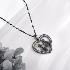 DAYLINLOVE Skeleton Necklace 925 Sterling Silver Skeleton Lover Pendant Necklace Skull Gothic Jewellery For Women Men