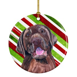 Caroline's Treasures SC9344-CO1 Labrador Candy Cane Holiday Christmas Ceramic Ornament, 3 in, Multicolor