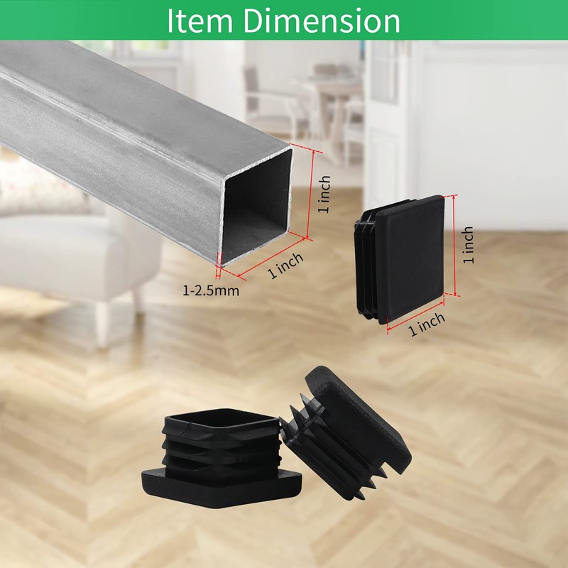 FiveEyes 1x1 1" Square Tubing Plastic Plug End Caps 10