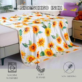 SDY Sunflower Throw Blanket,Sunflower Blanket 50x60 inches,Soft Flannel Floral Throw Blanket for Girls,Boys,Kids and Adult Sofa,Bedroom and Camping.