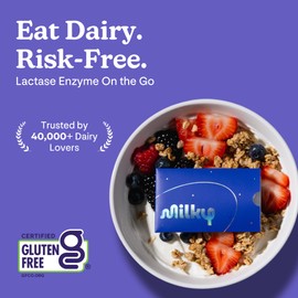 Milky Lactose Intolerance Pills - 10,800 FCC - Dairy Relief for Lactose Intolerance - Lactase Enzyme Tablets - Bloating & Gas Relief (48 Count Cosmic Black)