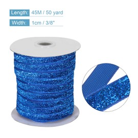 MECCANIXITY Metallic Glitter Velvet Ribbon 3/8 Inch x 50 Yard Single Face Sparkle Ribbon for Christmas DIY Crafts Gift Wrapping Bow Decoration Bright Blue