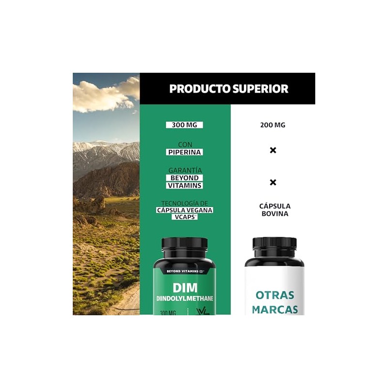 Beyond Vitamins Dim Suplemento 300 Diindolilmetano Avanzado Piperina Cápsulas Vegetales
