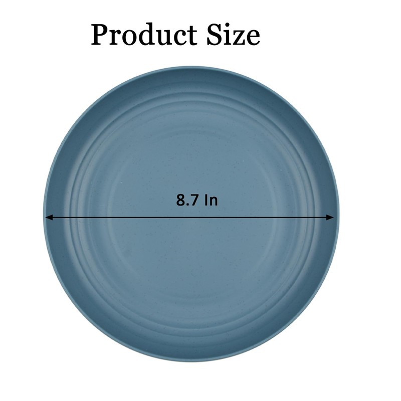 Soptalles 9 Inches Wheat Straw Plates, 2Pcs Unbreakable Dinner Plates,