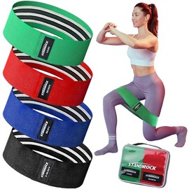 STANDROCK Bandas de resistencia de tela para entrenamiento, bandas de resistencia largas de 3 y 4 niveles para mujeres y hombres, bandas elásticas par