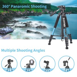 74 Inch Heavy Duty Tripod Stand for Cameras, Cell Phones, Projectors, Webcams, Spotting Scopes - Complete Unit for Canon, Nikon, Sony - Perfect for Phone & Camera Photography(Blue)