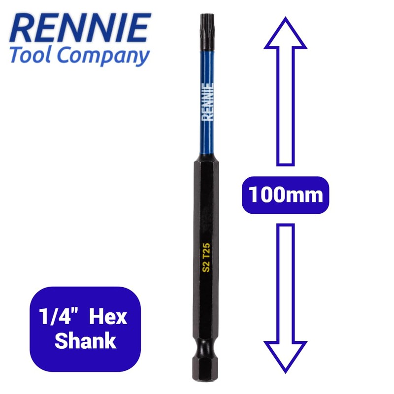 5 x Rennie Tools T25 TX25 Impact Screwdriver Driver Bits