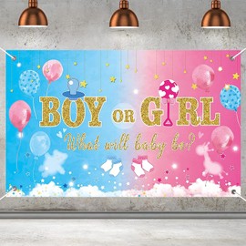 YQWIN Gender Reveal Backdrop Gender Reveal Party Decorations Boy or Girl Backdrop Blue and Pink Gender Reveal Backdrop Banner Baby Shower Photography Background for Baby Shower Gender Reveal Supplies