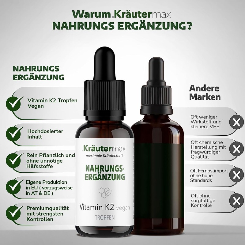 Kräutermax Vitamin K2 Drops MK7 All Trans Vitamin K2 High