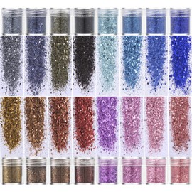 Modixun 16 Gradient Colors Chunky Glitter, 4 Series Resin Glitter Craft Glitter, Cosmetic Nail Glitter, Fine Glitter and 1mm Glitter Sequins for Art Body Tumbler, Style A