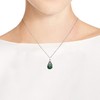 Floral Vine Ornate Teardrop Green Malachite .925 Silver Pendant Necklace