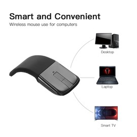 2.4G Wireless Mouse with USB Arc Mouse with Touch Function Folding Optical Mice with USB Receiver Bending Mouse for PC Laptop(Black)