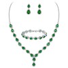BriLove Wedding Bridal Necklace Bracelet Earrings Jewelry Set for Women