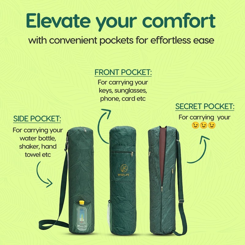 Classic Yoga Mat Bag Adjustable Shoulder Carry (Green)