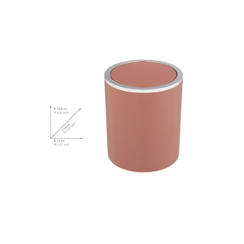 WENKO Inca Cosmetic Bin, 2 Litre Capacity, Waste Bin for