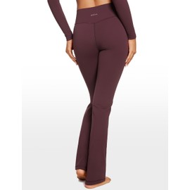 INGIA High Waist Mini Flared Leggings for Women 31" Bootcut Tummy Control Casual Lounge Yoga Pants Americano (Plumbrown) Small