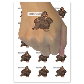 Unbelievable Shocked Bigfoot Cryptid Sasquatch Temporary Tattoo Water Resistant Fake Body Art Set Collection - 15 2" Tattoos (1 Sheet)
