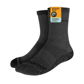 Rathmoor Merino Wool Winter Crew Socks - Walking, Hiking, Cycling Men and Women (Black/Grey, Medium)