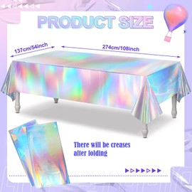 BDSHUNBF Pack of 2 Plastic Tablecloths, Colourful Party Tablecloth, Laser Holographic Tablecloth for Children, Birthday, Baby Shower Party Decorations, 137 x 274 cm
