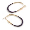 40mm Tall/Gold Tone with Deep Purple Enamel Oval Hoop Earrings/Medium