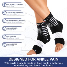 NEENCA Compression Sleeve,Foot Support,Relieves Achilles Tendonitis, Joint Pain.Grey Black M