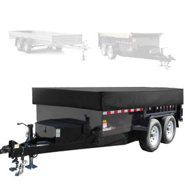 Utility Trailer Cover(no ramp gate),Waterproof Windproof Heavy Duty Black Dump Trailer Cover,420D Dust and UV Protection (Black,7 * 12)