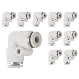 sourcing map 10pcs Elbow Push to Connect Tube Fitting 5/32" Tube OD 90 Degree Quick Connector Push to Connect Adapter Air Line Hose Fittings for Industry Air System PV5/32, White
