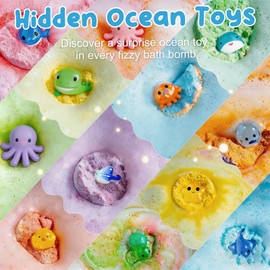 2026 Upgrade Bath Bombs with Toys Inside, 12pcs Ocean Toy Bath Salt Ball