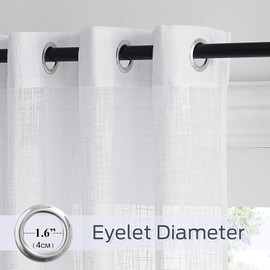PONY DANCE Extra Wide Curtains, White, Semi-Transparent, 1 Piece Voile Curtain with Eyelets, Linen Texture Curtain for Large Window, Airy Curtains, Living Room, Modern, H 240 x W 300 cm, White