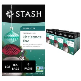 Stash Tea Christmas Eve Herbal Tea - Caffeine Free, Non-GMO Project Verified Premium Tea with No Artificial Ingredients, 18 Count (Pack of 6) - 108 Bags Total