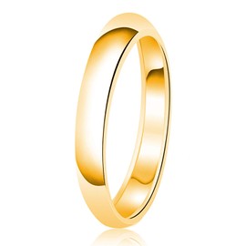 Tioneer 5mm Stainless Steel 316L Classic Plain Wedding Band Ring | High Polished | Personalize Engravings | Jewelry Box (Gold, 9.5)