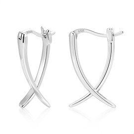 ALEXCRAFT Women's Hoop Earrings - Hypoallergenic Silver 925 x Hoop Earrings Minimalist Gold Silver Earrings Huggie Gift for Women Girls, Silver
