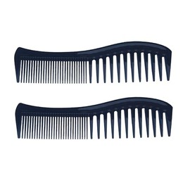 Amelia Beauty Products Peine desenredante de plástico negro Amelia Beauty de 20 cm para ondas, paquete de 2, fabricado en EE. UU., calidad profesional